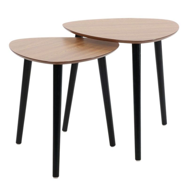 Mesas Nido 2 Unds. Oval. Madera Natural