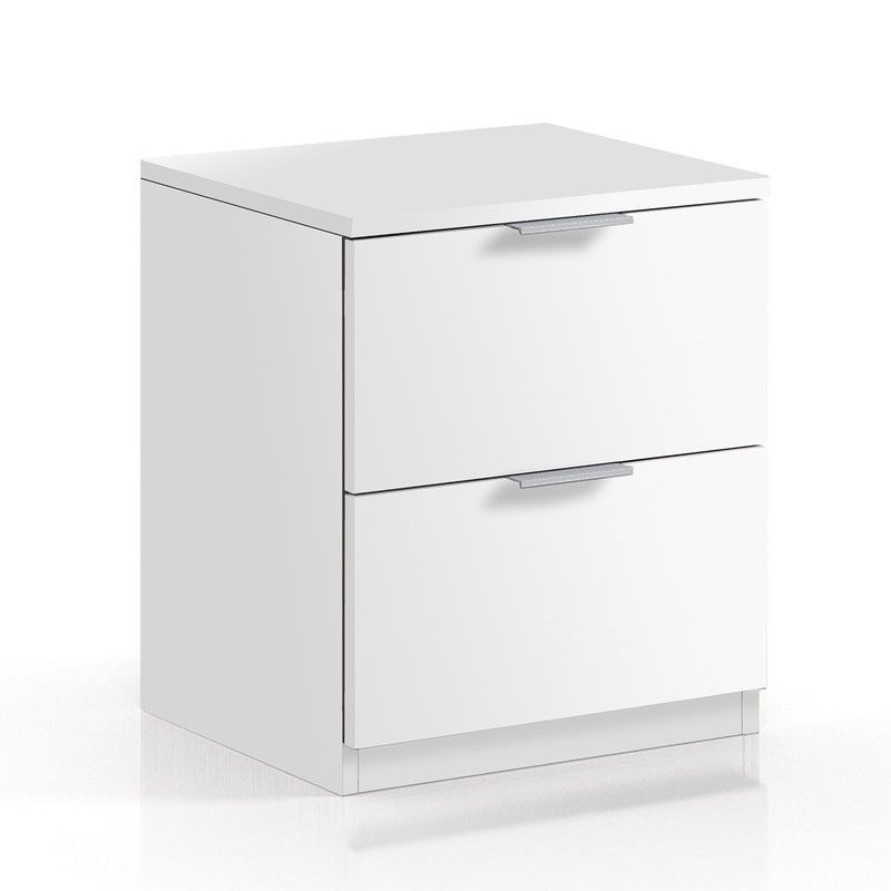 Mesita de noche 2 cajones en blanco, 38 x 34 x 45 cm