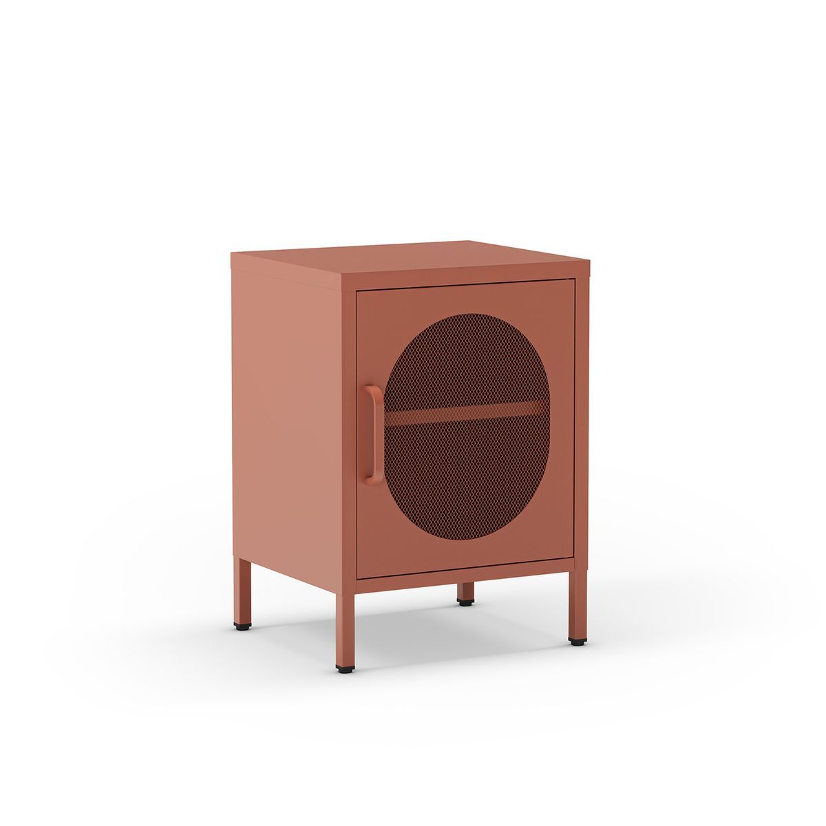 Mesita de noche de metal en terracota, 40 x 35 x 60 cm | Diora