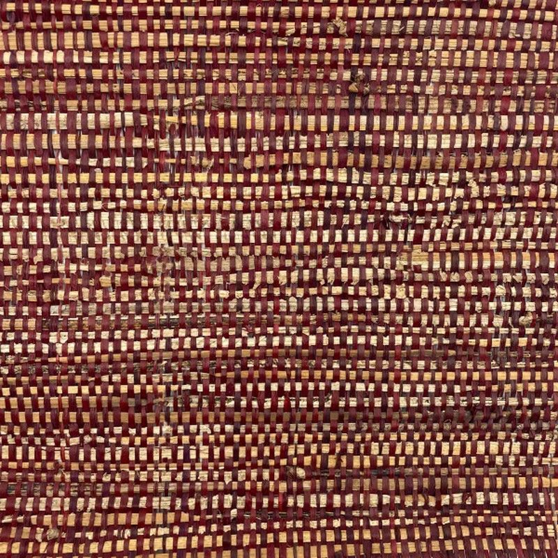 Metro lineal tejido rafia Burdeos y Fibra Banana natural 120 cm