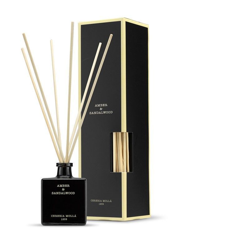 Mikado ambientador de 100 ml. Amber & Sandalwood. Colección Boutique CERERIA MOLLA 1899.