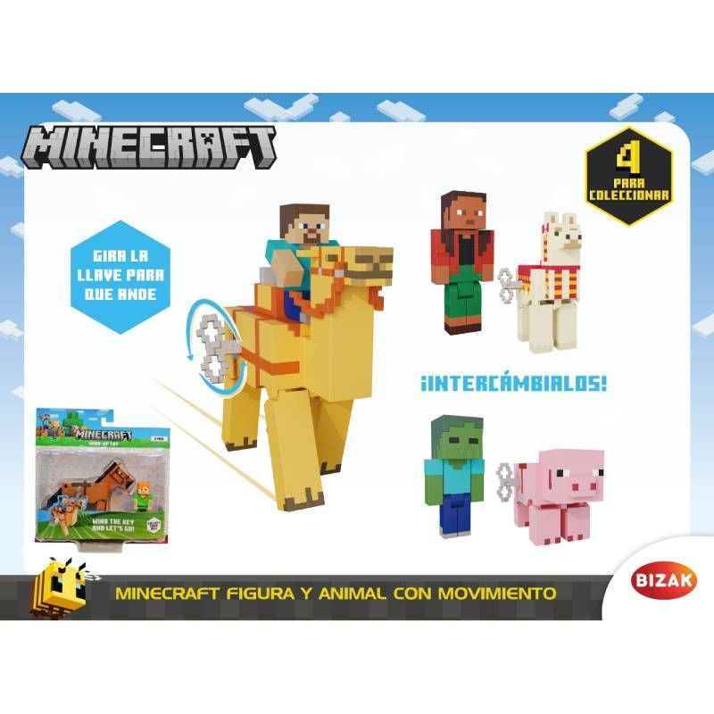 MINECRAFT FIGURA Y ANIMAL CON MOVIMIENTO
