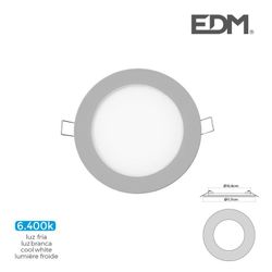 Mini downlight led edm 6w 320 lumen redondo 12cm 6.400k marco cromo