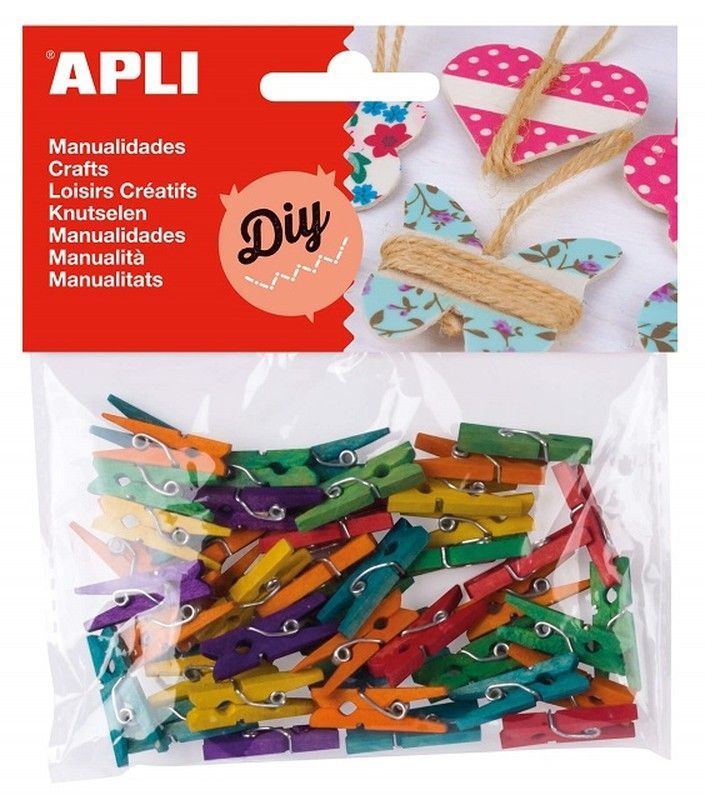 Mini pinzas madera colores surtidos 45 und.