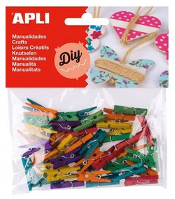 Mini pinzas madera colores surtidos 45 und.