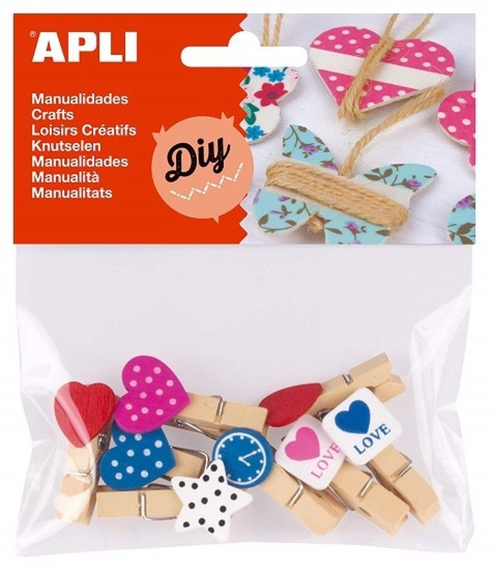 Mini pinzas madera formas 8 und.