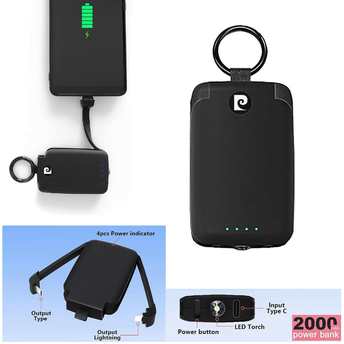 Mini Power Bank Litio Pierre Cardin PCT021/1 Negro 2000 Mah