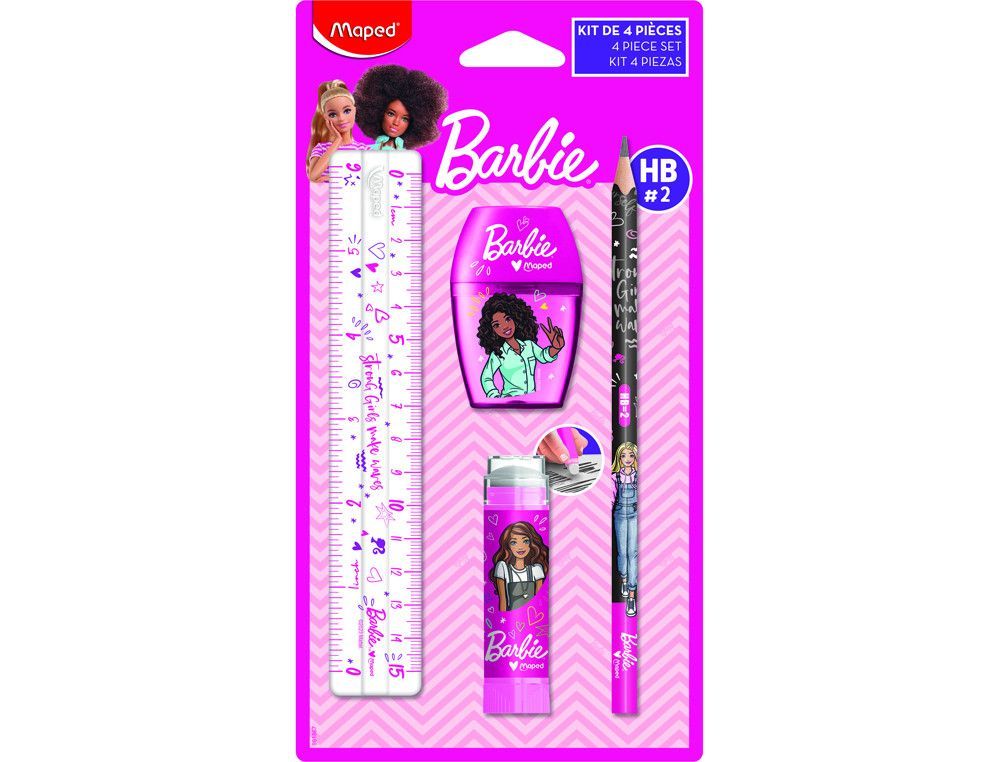 Mini set papeleria maped barbie 4 piezas