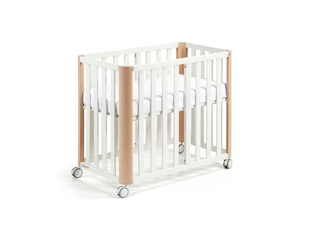 Minicuna/cuna/cama DOCO Sleeping PLUS++ Blanco/Natural (Estructura con colchón 90x50 incluido)