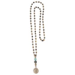 MN012X Collar rosario Plata de Palo modelo Arun para hombre