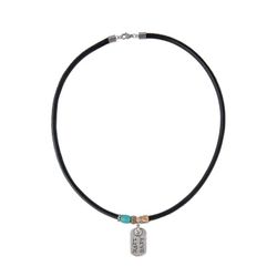 MN021X Collar Marin Plata de Palo de hombre en cuero, plata 925 y bronce elaborado a mano