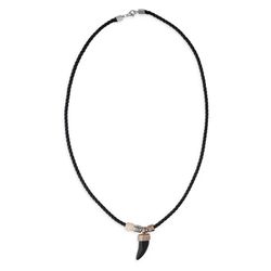 MN026X Colgante Casas PLATA DE PALO de hombre cuero trenzado genuino, plata resina y bronce