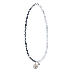 MN031X Collar Plata de Palo hombre Mazar de Plata 925, perlas de agua dulce y hematites