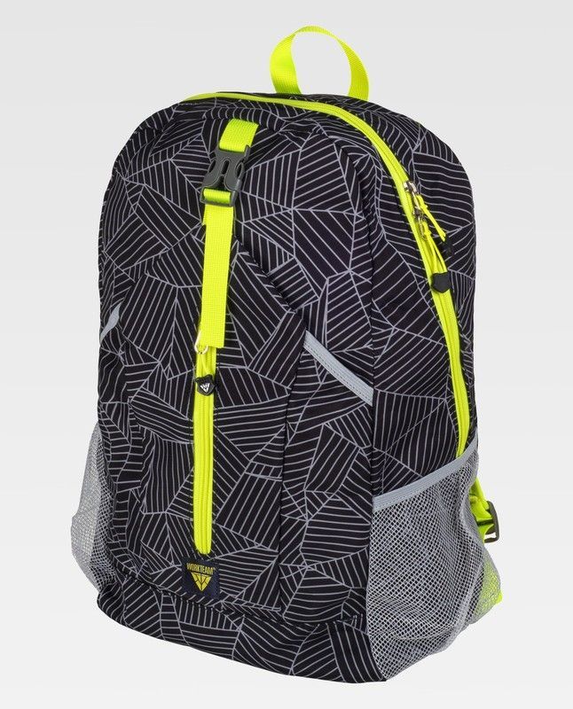Mochila de color Estampado Negro+Amarillo Fluor