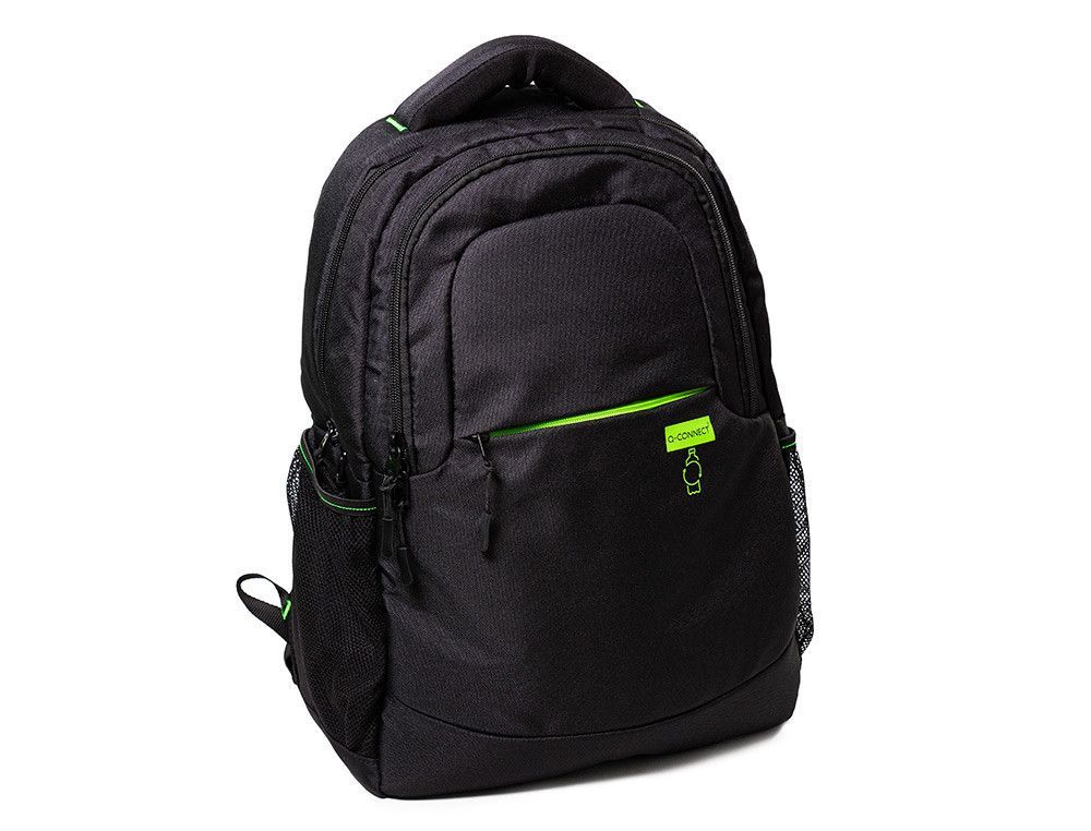 Mochila para portatil q-connect 15,6" negra con asa 2 bolsillos exteriores 320x430x140 mm.
