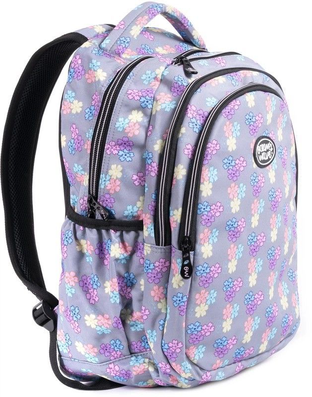 Mochila Secundary serie Flores Gris acolchada