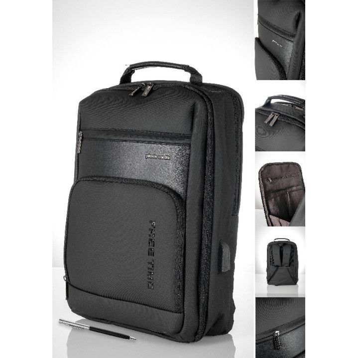 Mochila Tela Pierre Cardin PCX0331/6 Negro + Bolígrafo