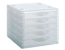 Módulo Archivo 2000 colores frescos 5 cajones cristal