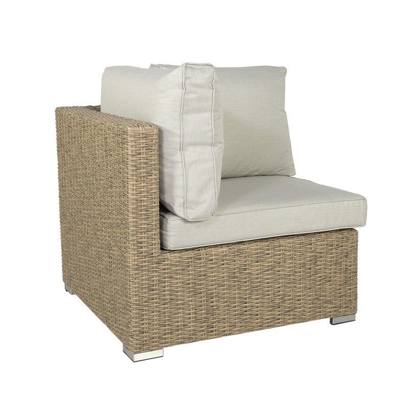 Módulo de esquina para sofá de exterior de aluminio y ratán sintético en natural, 87 x 85 x 94 cm | California