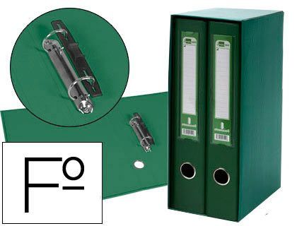 Modulo Liderpapel 2 Archivadores Folio 2 Anillas Mecanismo de Palanc 75Mm Verde