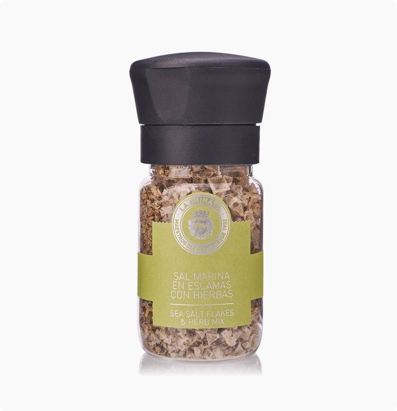 Molinillo sal marina en escamas con hierbas la chinata