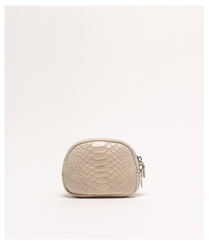 Monedero De Piel Con Estampado Animal Print Beige