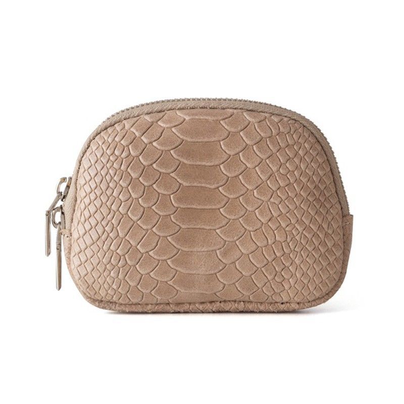 Monedero De Piel Con Estampado Animal Print Taupe