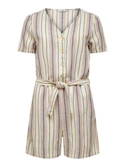 Mono corto abotonado con rayas Only Cloud Dancer