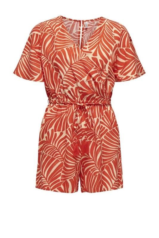 Mono corto con estampado hojas tropicales Only Pureed Pumpkin