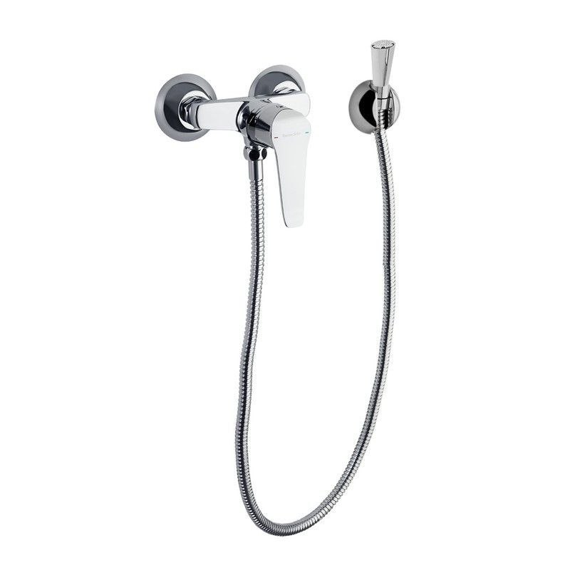 Monomando mural para WC Ypsilon Plus 110mm con ducha de metal, cromado