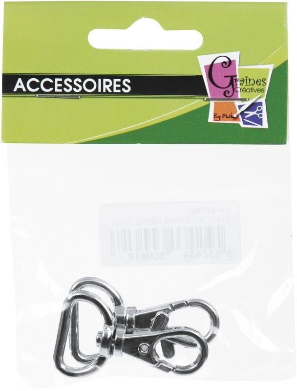 Mosquetones 42x25 mm 2 unidades Plata