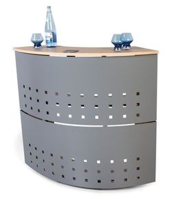 Mostrador circular en melamina para recepción