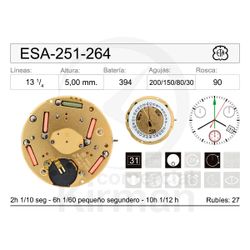 Movimiento Reloj Cuarzo ETA ESA-251-264 Calendario 4H