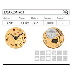 Movimiento Reloj Cuarzo ETA ESA-E01-701