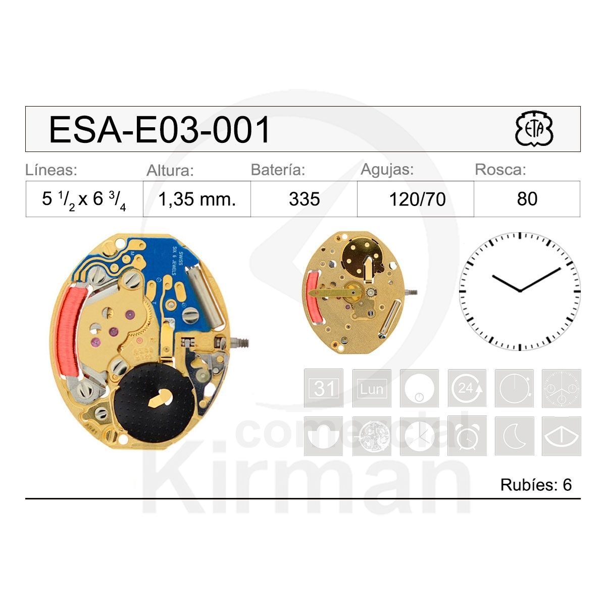 Movimiento Reloj Cuarzo ETA ESA-E03-001