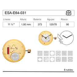 Movimiento Reloj Cuarzo ETA ESA-E64-031