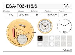 Movimiento Reloj Cuarzo ETA ESA-F06-115/6 Calendario 6H