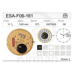Movimiento Reloj Cuarzo ETA ESA-F06-161 Calendario 3H