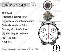 Movimiento Reloj Cuarzo ETA ESA-G10-712/4.3 Calendario 4.3H