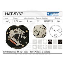 Movimiento Reloj Hattori Cuarzo HAT-5Y67