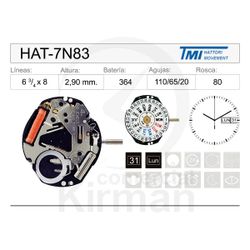 Movimiento Reloj Hattori Cuarzo HAT-7N83 Calendario 3H