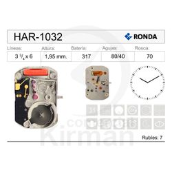 Movimiento Reloj Ronda Cuarzo HAR-1032 Dos Agujas