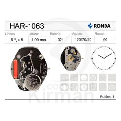 Movimiento Reloj Ronda Cuarzo HAR-1063