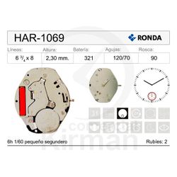 Movimiento Reloj Ronda Cuarzo HAR-1069