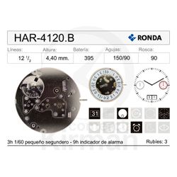 Movimiento Reloj Ronda Cuarzo HAR-4120.B Calendario 6H