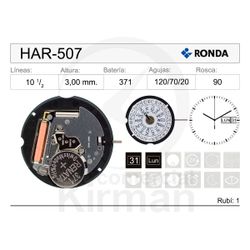 Movimiento Reloj Ronda Cuarzo HAR-507 Calendario 3H
