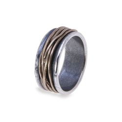 MR006A Anillo PLATADEPALO Man plata y bronce base de plata con forma de ovillo