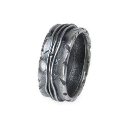MR028X Anillo PLATA DE PALO para hombre colección Shizen con hilos de plata decorativos