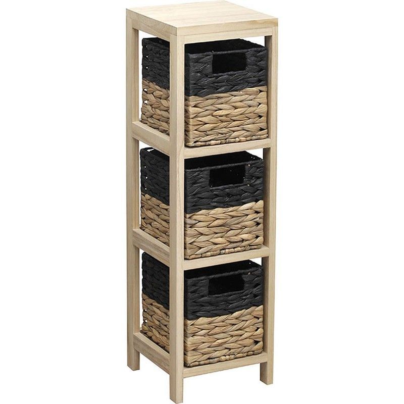 Mueble Aux.3 Cestas Negro/Natural 22X22