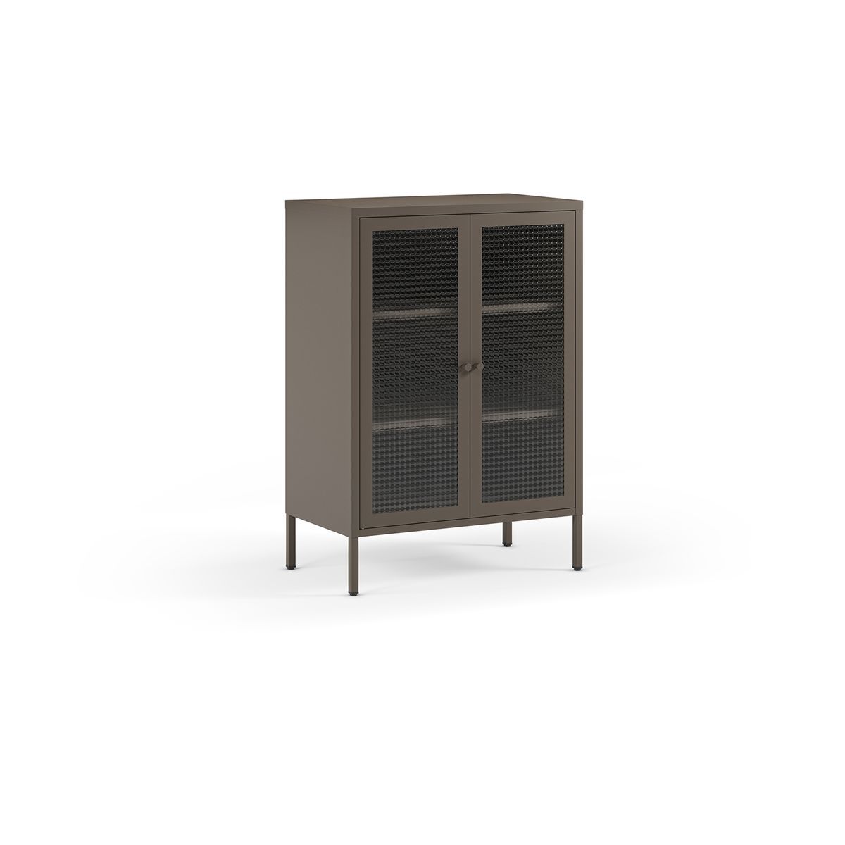 Mueble auxiliar de metal y cristal templado en moca, 70 x 40 x 100 cm | Layna